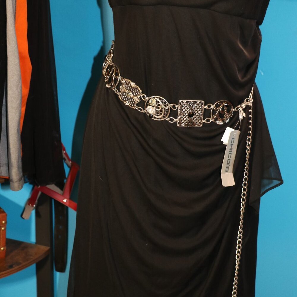 Chico's M/L Multi Metal Castings W/ Rhinestones Belt- New